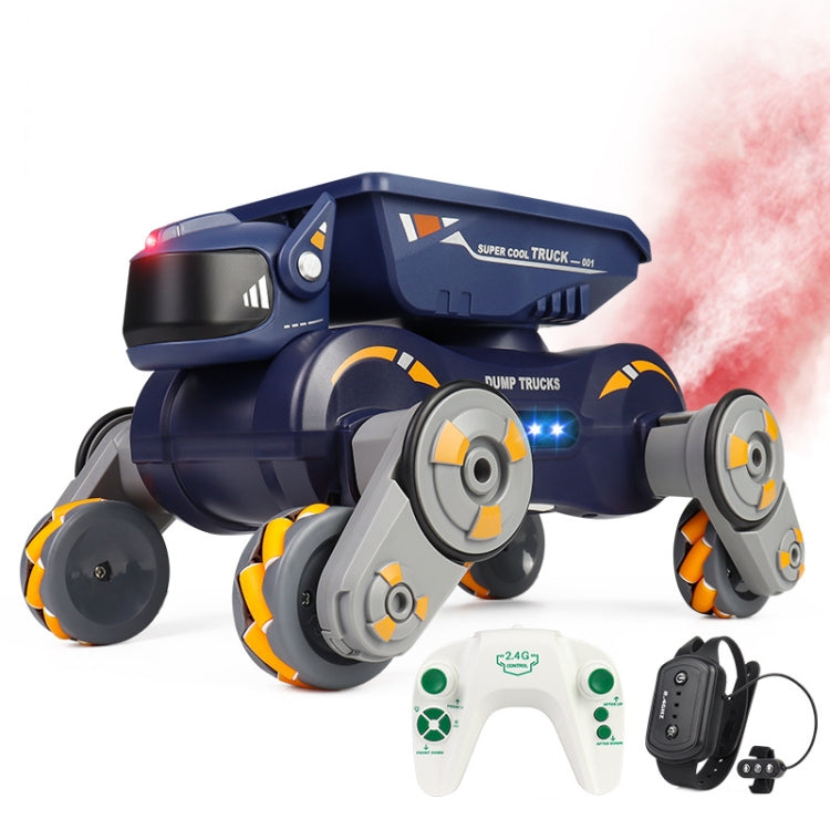 Eight Wheel Stunt Robot Dog Smart Gesture Sensor RC Kids Toy Car With Lights Music Spray Car, Style: Orange Dual RC by bashfashion