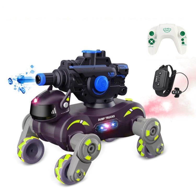 Eight Wheel Stunt Robot Dog Smart Gesture Sensor RC Kids Toy Car With Lights Music Spray Car, Style: Tank Green Dual RC by bashfashion