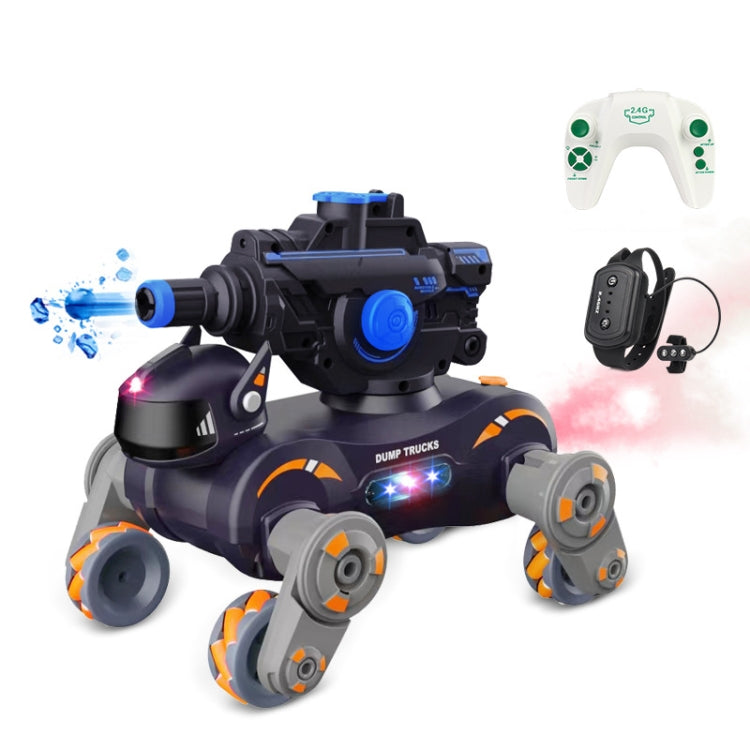 Eight Wheel Stunt Robot Dog Smart Gesture Sensor RC Kids Toy Car With Lights Music Spray Car, Style: Tank Orange Dual RC by bashfashion