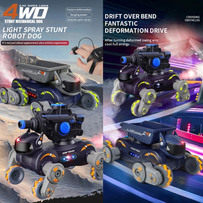 Eight Wheel Stunt Robot Dog Smart Gesture Sensor RC Kids Toy Car With Lights Music Spray Car, Style: Tank Orange Single RC by bashfashion