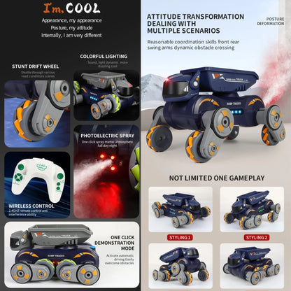 Eight Wheel Stunt Robot Dog Smart Gesture Sensor RC Kids Toy Car With Lights Music Spray Car, Style: Tank Orange Single RC by bashfashion