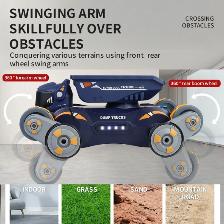 Eight Wheel Stunt Robot Dog Smart Gesture Sensor RC Kids Toy Car With Lights Music Spray Car, Style: Green Dual RC by bashfashion