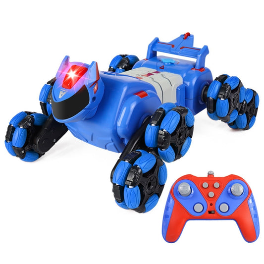 2.4G Kids Remote Control Toy Car Stunt Robot Dog Gesture Sensor Lights Music Spray Climbing Car, Color: Blue Single RC by bashfashion