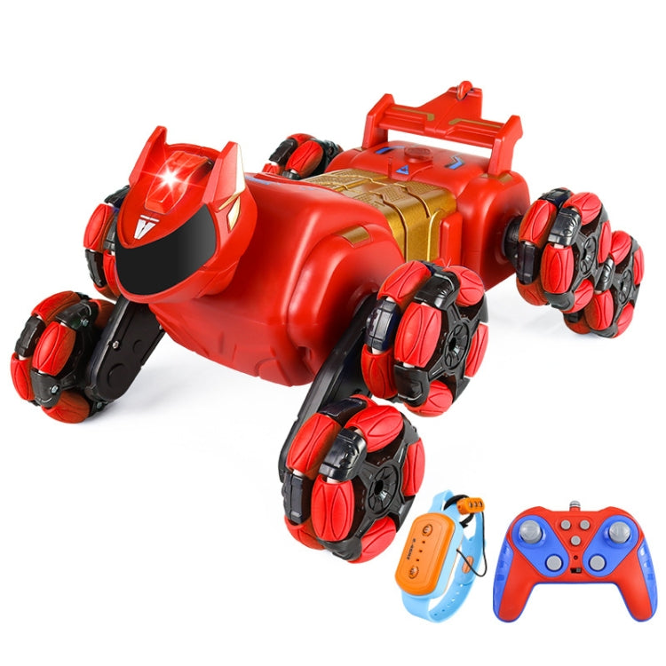 2.4G Kids Remote Control Toy Car Stunt Robot Dog Gesture Sensor Lights Music Spray Climbing Car, Color: Red Dual RC by bashfashion