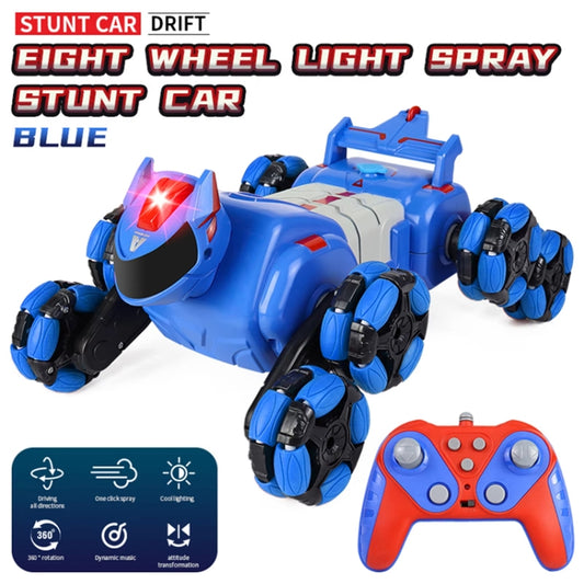 2.4G Kids Remote Control Toy Car Stunt Robot Dog Gesture Sensor Lights Music Spray Climbing Car, Color: Blue Dual RC by bashfashion