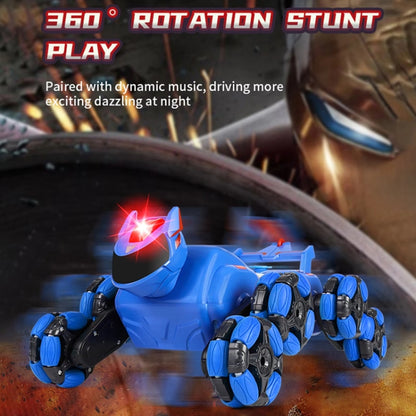 2.4G Kids Remote Control Toy Car Stunt Robot Dog Gesture Sensor Lights Music Spray Climbing Car, Color: Blue Single RC by bashfashion