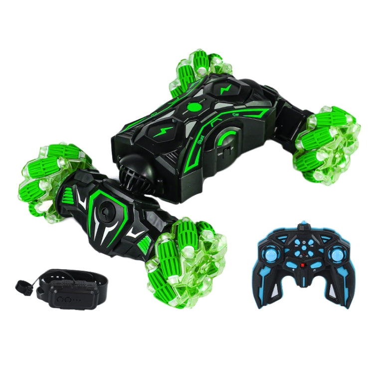 2.4G Spray RC Car Gesture Sensor Music Lights Twist Stunt Drift Car Double Side Driving Buggy Toy, Color: Handle+Watch RC Green by bashfashion