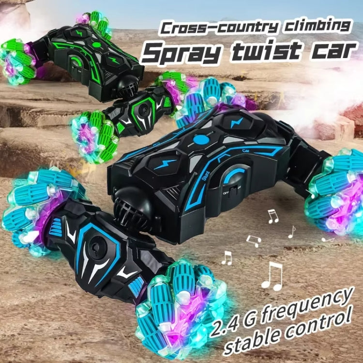 2.4G Spray RC Car Gesture Sensor Music Lights Twist Stunt Drift Car Double Side Driving Buggy Toy, Color: Handle+Watch RC Green by bashfashion