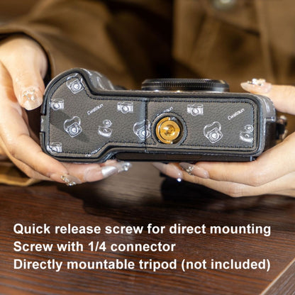 For FUJIFILM X-T5 Cwatcun D161 Vintage Camera Stand Camera Protective Leather Case(Black) by Cwatcun