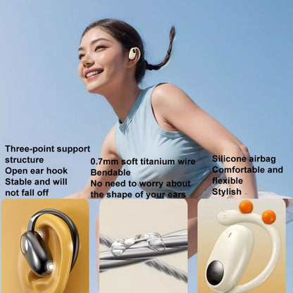 Wireless Hanging Ear Bluetooth Earphone Bone Conduction No In-Ear Open Sports Earphones(White) by bashfashion