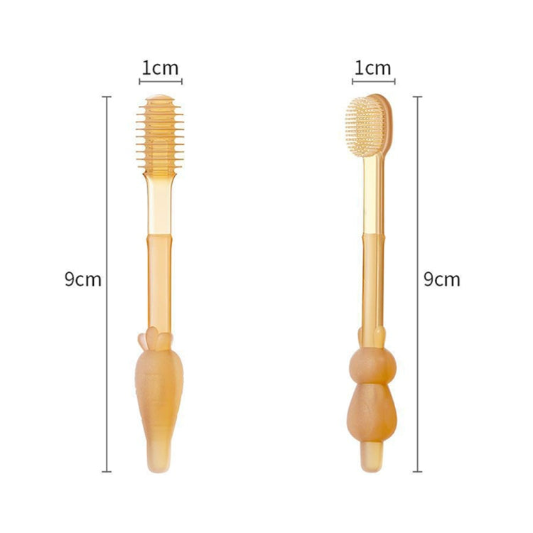 Food-grade Silicone Baby Milk Toothbrush + Tongue Brush Children Oral Cleaning Brush, Color: Beige by bashfashion