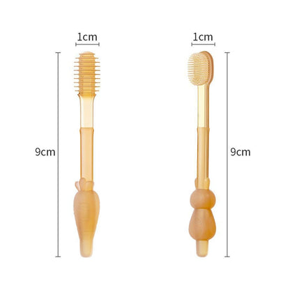 Food-grade Silicone Baby Milk Toothbrush + Tongue Brush Children Oral Cleaning Brush, Color: Beige by bashfashion