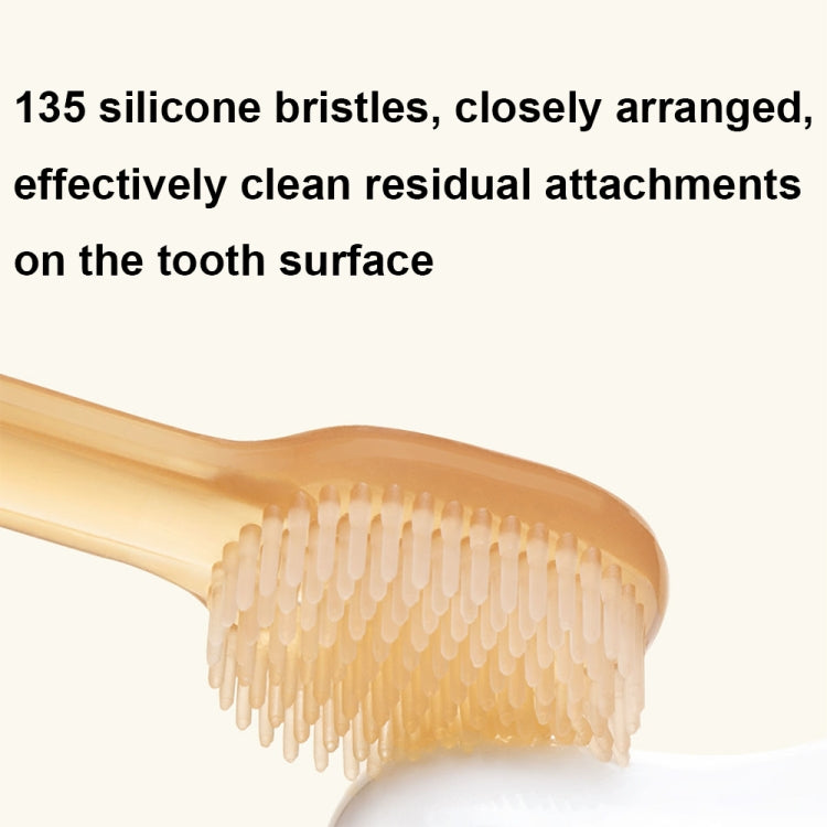 Food-grade Silicone Baby Milk Toothbrush + Tongue Brush Children Oral Cleaning Brush, Color: Beige by bashfashion