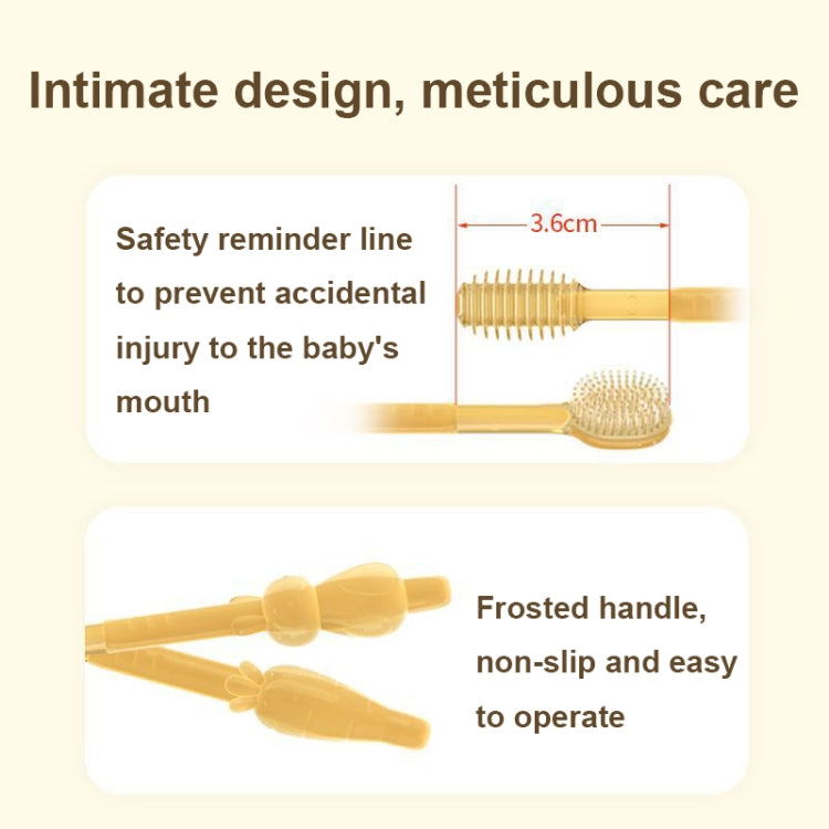 Food-grade Silicone Baby Milk Toothbrush + Tongue Brush Children Oral Cleaning Brush, Color: Beige by bashfashion