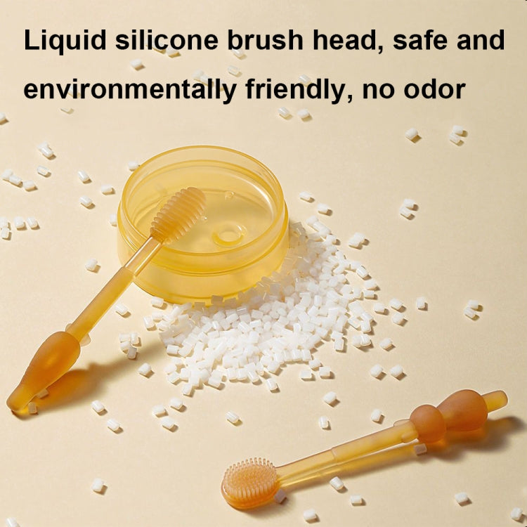 Food-grade Silicone Baby Milk Toothbrush + Tongue Brush Children Oral Cleaning Brush, Color: Beige by bashfashion