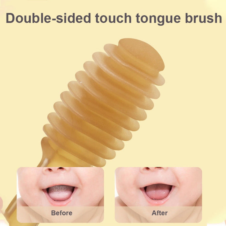 Food-grade Silicone Baby Milk Toothbrush + Tongue Brush Children Oral Cleaning Brush, Color: Beige by bashfashion