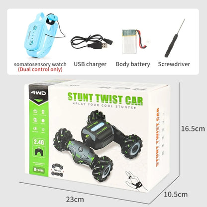 Children RC Car Toy Lights Electric Gesture Sensor Remote Control Twisting Stunt Car, Color: Green Single RC(1:12) by bashfashion