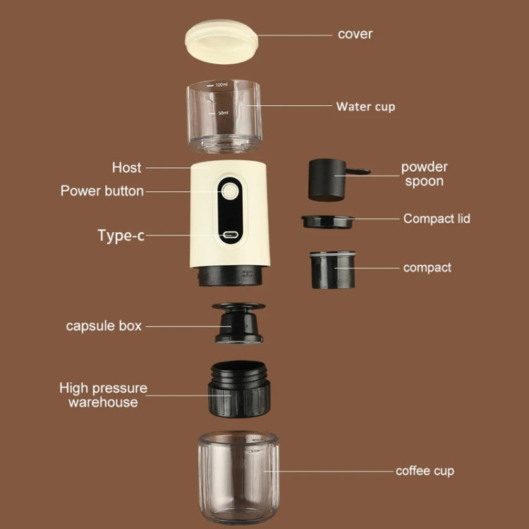 Wireless Portable Coffee Machine Compatible With Ground Coffee & NS Capsule(Beige) by bashfashion