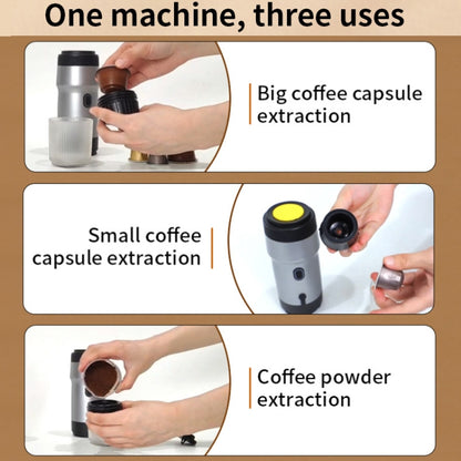 12V 3 In 1 Car Self-heating Coffee Machine Compatible With Large / Small Capsules and Ground Coffee, EU Plug(Silver) by bashfashion