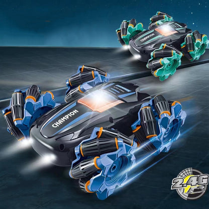 2.4G Stunt RC Car Drift Car Double-sided Racing Tumble Buggy Toy, Style: Dual RC Blue by bashfashion