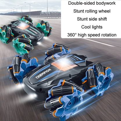 2.4G Stunt RC Car Drift Car Double-sided Racing Tumble Buggy Toy, Style: Dual RC Blue Light Wheel by bashfashion