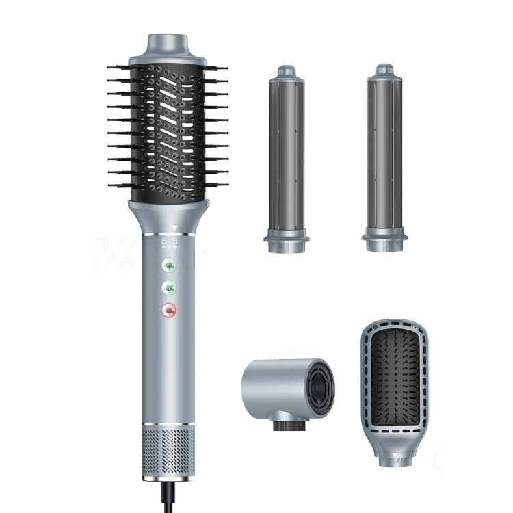 5 in 1 Hot Air Comb Automatic Curling Negative Ion Hair Dryer, Color: Gray UK Plug by bashfashion
