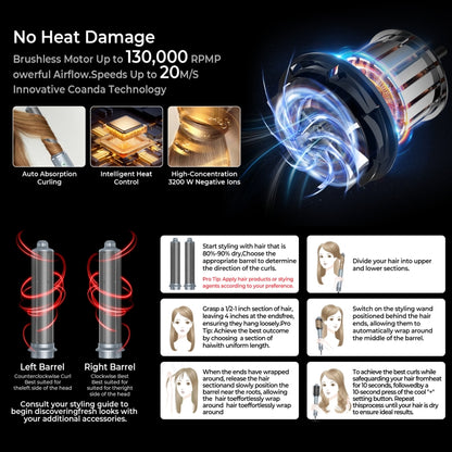 5 in 1 Hot Air Comb Automatic Curling Negative Ion Hair Dryer, Color: Gray UK Plug by bashfashion
