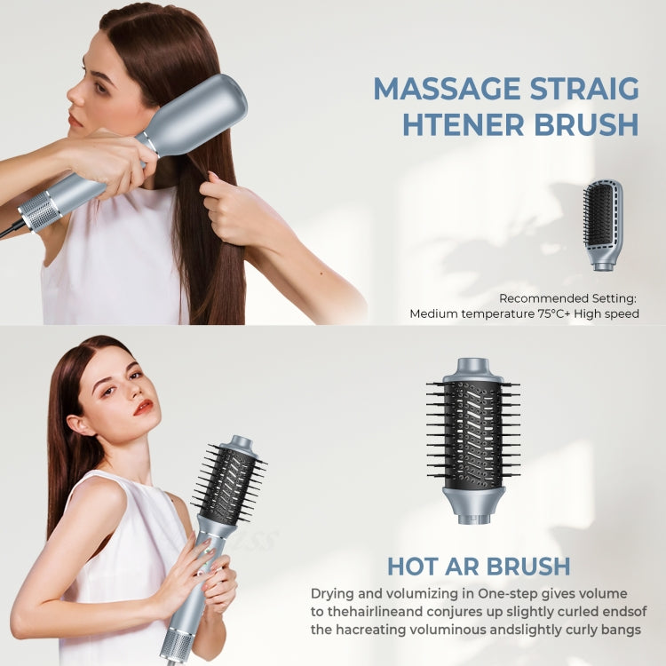5 in 1 Hot Air Comb Automatic Curling Negative Ion Hair Dryer, Color: Gray UK Plug by bashfashion