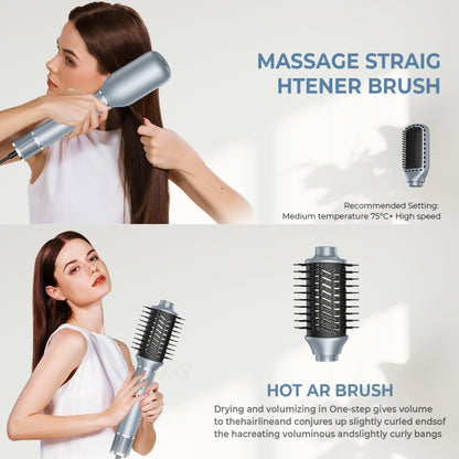 5 in 1 Hot Air Comb Automatic Curling Negative Ion Hair Dryer, Color: Gray US Plug by bashfashion
