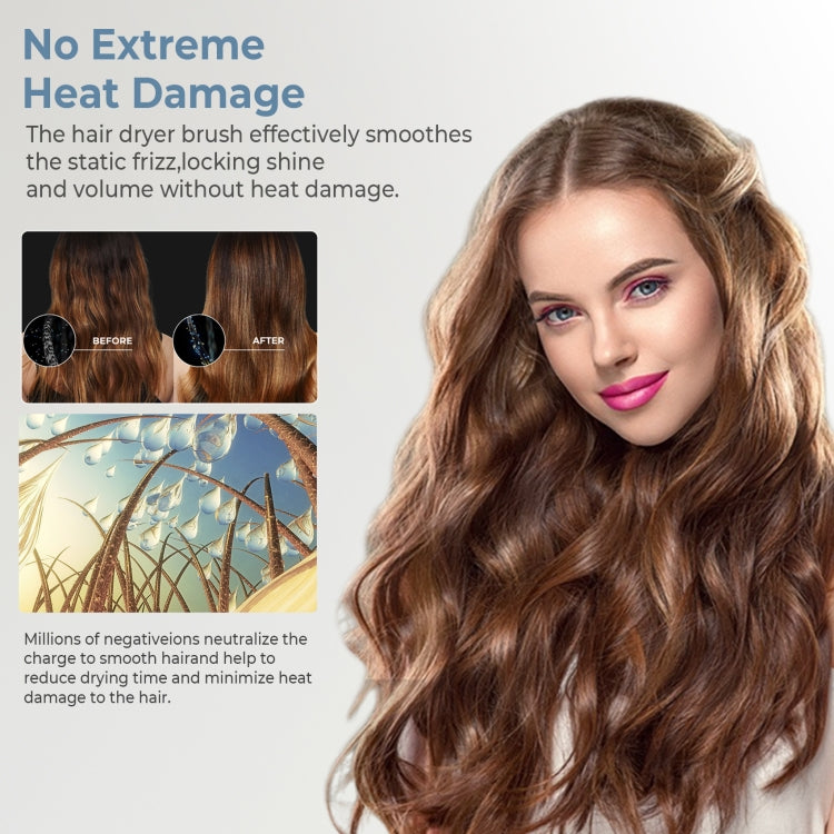 5 in 1 Hot Air Comb Automatic Curling Negative Ion Hair Dryer, Color: Blue Gold US Plug by bashfashion