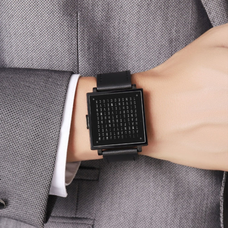 SKMEI Multi-function Letter Display Dial Square Men Electronic Watch, Color: Black Leather Band by SKMEI