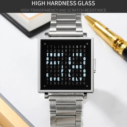 SKMEI Multi-function Letter Display Dial Square Men Electronic Watch, Color: Silver Steel Band by SKMEI