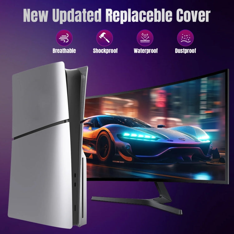 For PS5 Slim Replacement Faceplate Shell Detachable Protective Case, Model: Disc Edition Gray by bashfashion