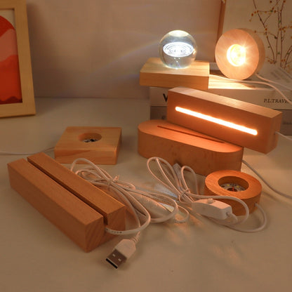 LED Light Solid Wood Luminous Base for Resin Art Acrylic Glass Lights Square 8x2cm(Warm Light) by bashfashion