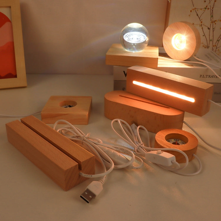 LED Light Solid Wood Luminous Base for Resin Art Acrylic Glass Lights Round 6x2cm(White Light) by bashfashion