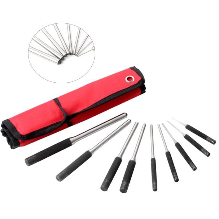 9-in-1 Heavy Duty Roll Pin Punch Set Round Punch Removal Tools, Spec: with Hammer by bashfashion