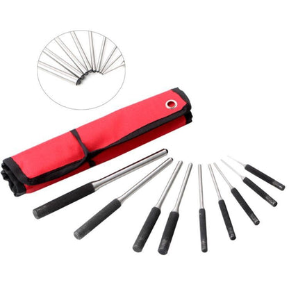 9-in-1 Heavy Duty Roll Pin Punch Set Round Punch Removal Tools, Spec: with Hammer by bashfashion