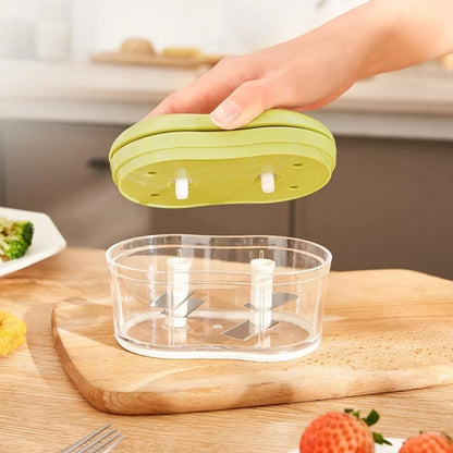 Hand-pushed Garlic Cutter Manual Food Processor Vegetable Chopper(Green) by bashfashion