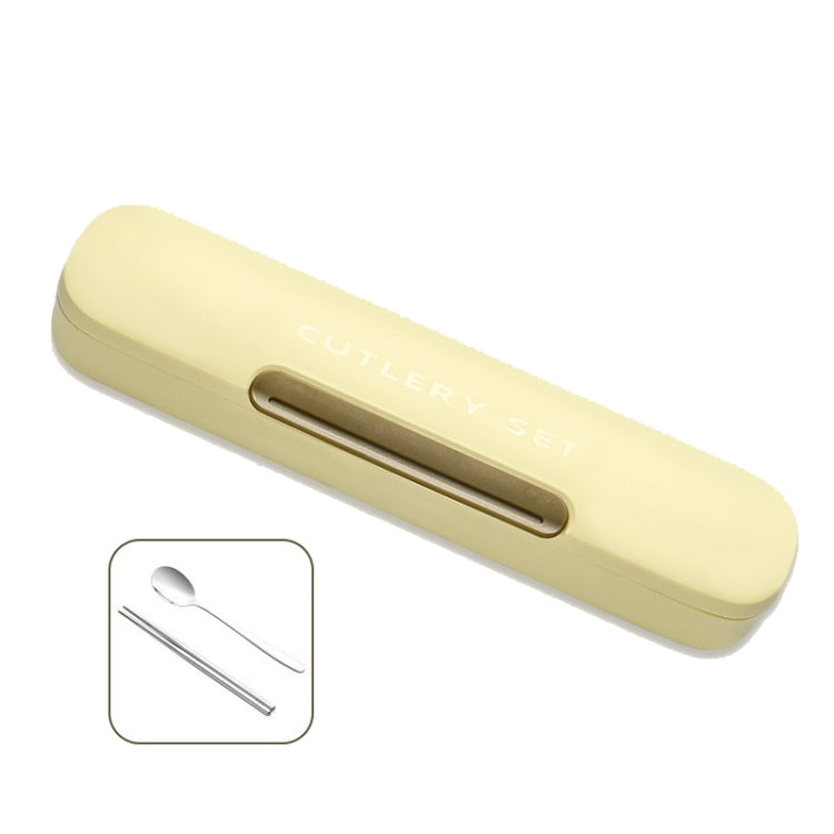 Portable Spoon Chopsticks Cutlery Set with Storage Box For Students, Office Workers and Camping(Cream) by bashfashion
