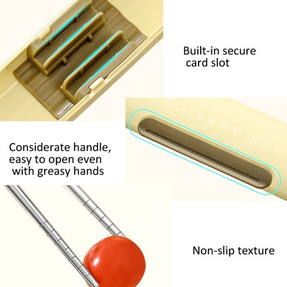 Portable Spoon Chopsticks Cutlery Set with Storage Box For Students, Office Workers and Camping(Cream) by bashfashion