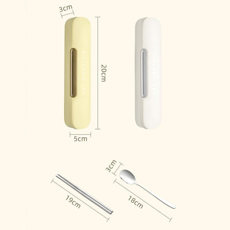 Portable Spoon Chopsticks Cutlery Set with Storage Box For Students, Office Workers and Camping(Cream) by bashfashion