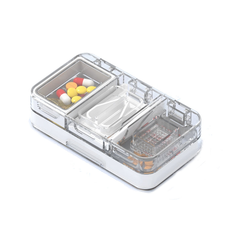 3 In 1 Double-layer Cutting and Grinding Medicine Box Travel Pill Organizer Case(White) by bashfashion