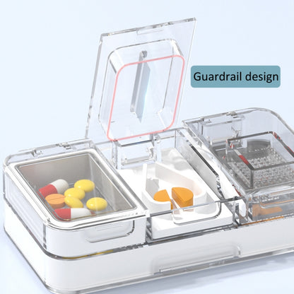 3 In 1 Double-layer Cutting and Grinding Medicine Box Travel Pill Organizer Case(White) by bashfashion