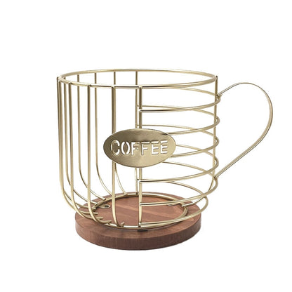 Coffee Companion Storage Rack Cup-Shaped Kitchen Storage Basket, Color: Gold with Words by bashfashion