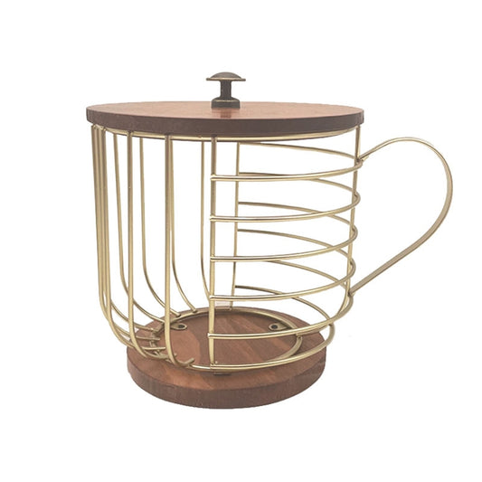 Coffee Companion Storage Rack Cup-Shaped Kitchen Storage Basket, Color: Gold No Words + Lid by bashfashion