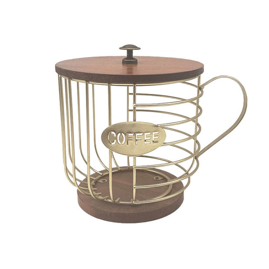 Coffee Companion Storage Rack Cup-Shaped Kitchen Storage Basket, Color: Gold with Words＋Lid by bashfashion