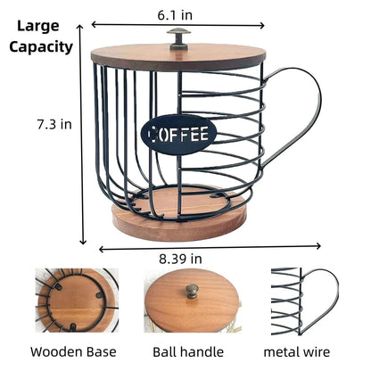 Coffee Companion Storage Rack Cup-Shaped Kitchen Storage Basket, Color: Gold with Words＋Lid by bashfashion