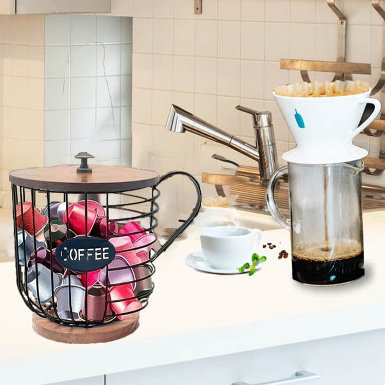 Coffee Companion Storage Rack Cup-Shaped Kitchen Storage Basket, Color: Black No Words by bashfashion