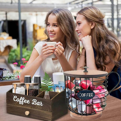 Coffee Companion Storage Rack Cup-Shaped Kitchen Storage Basket, Color: Black with Words by bashfashion