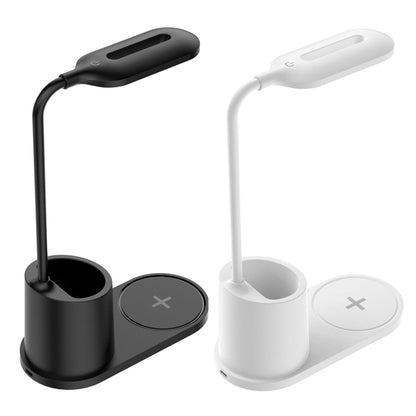 HT-513 3-in-1 15W Wireless Phone Charging Desktop Pen Holder Table Lamp(Black) by bashfashion